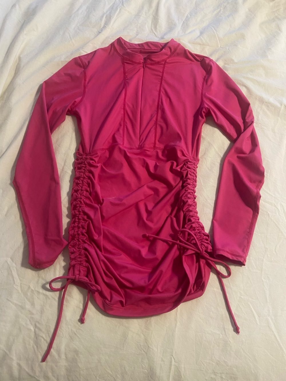 Athleta Tidal Ruched Hot Pink Rashguard - Picture 3 of 6